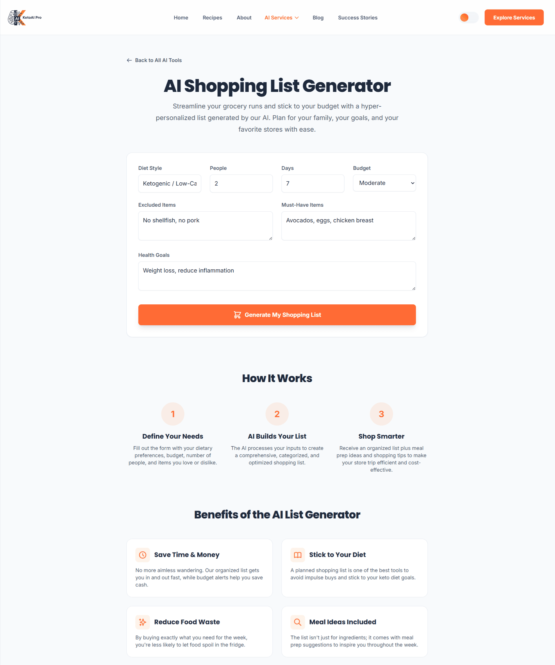 AI Shopping List Generator